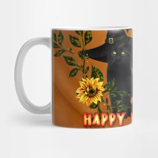 Happy halloween wish you the cute pumpkin and the black cat Mug